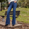 JEANS TIRO ALTO PRETINA ANATOMICA 1 BOTON EXTRA REALCE CON BOLSILLOS BOTA CAMPANA