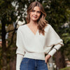 SWEATER CRUZADO ESCOTE EN V MANGA LARGA COLOR NATURAL